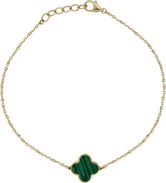 Italian Gold, Inc 14K Yellow Gold Single Clover Bracelet - Malachite