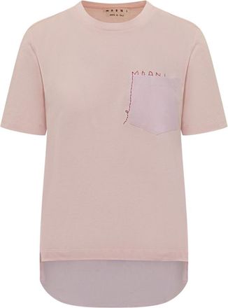 Marni Pink Logo Crew Neck T-Shirt
