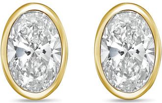 Diana M. Jewels 14Kt Yellow Gold 1.50 cts Lab Grown Oval Diamond Bezel Studs