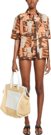 Ferragamo Palm-Print Halterneck Swimsuit - Brown