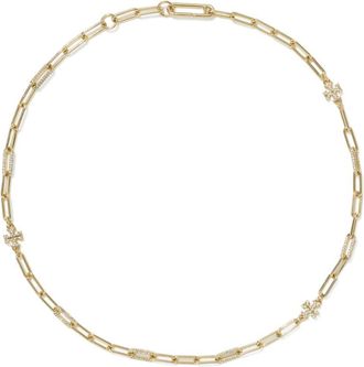 Tory Burch Good Luck Chain Pave necklace - women - 18kt Gold Plated Brass/Crystal - One Size
