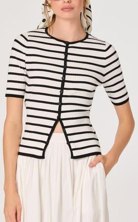 ASTR the Label Henrie Stripe Button-Up Sweater in Black White at Nordstrom, Size X-Small