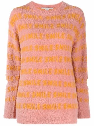 Stella McCartney Fluffy Words long-sleeved jumper - women - Polyamide - 36 - Pink