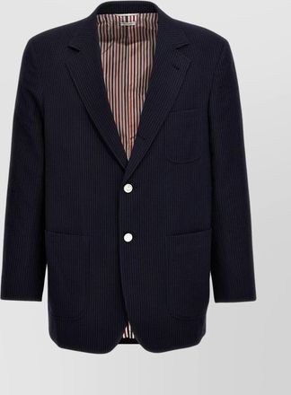 Thom Browne seersucker blazer with single-breasted design