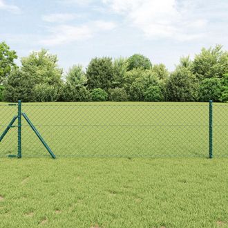 Berkfield Home Chain Link Fence with 13 Posts 0.4x25 m Galvanised Steel Green