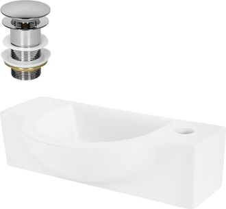 ML Design Lavabo ovalado de cerámica con orifico a la derecha y desagüe