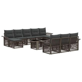 vidaXL Set Divano Da Giardino 11 Pz Grigio E Grigio Scuro Polyrattan Vidaxl
