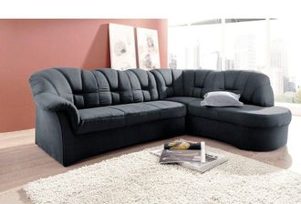 Domo Collection Ecksofa »Papenburg, zeitlose Rückensteppung, elegante Armlehne, L-Form« mit Ottomane, wahlweise mit Bettfunktion