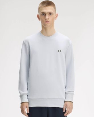 Fred Perry Mens Crew Neck Sweatshirt in Light Grey Cotton - Size X-Large