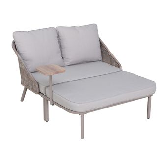 Sunjoy Direct Tumbona De Jard&iacute;n De Acero Y Rat&aacute;n Porto - 142cm X 128cm, Gris