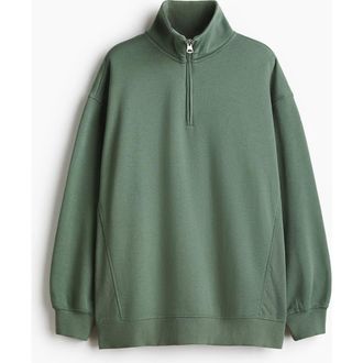 H&M Zip-top Sweatshirt in Dusty Emerald Green at Nordstrom, Size Xx-Large