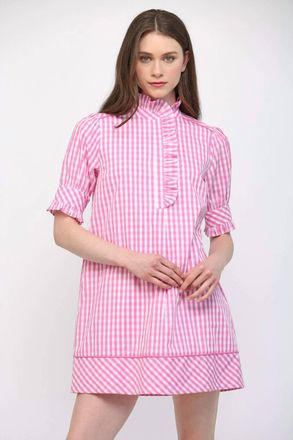 Fate Camilla Ruffle Dress In Pink White