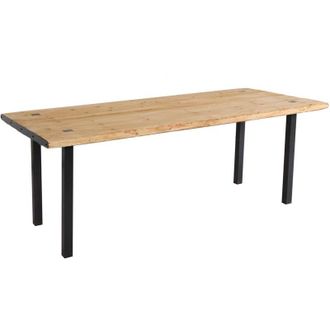 Hhg Tavolo sala da pranzo soggiorno 573 75x200x90cm ferro legno chiaro e nero