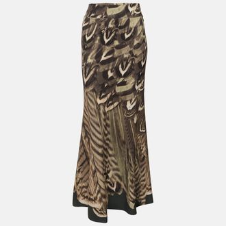 Roberto Cavalli Multicolor Printed Stretch Nylon Maxi Skirt