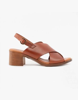 Hush Puppies Womens Hush Puppies GABRIELLE Womens Leather Sandals Tan - Brown - Size: 5