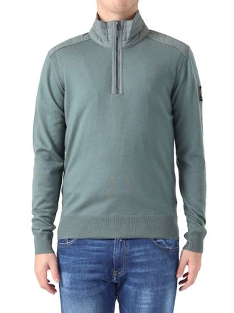 Belstaff Mens Mineral Green Kilmington Quarter Zip Jumper - Size Small