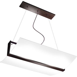 Top-Light Top-light - Sospensione Contemporanea Wood Metallo Nero Weng&egrave; Vetro Bianco 2 Luci E27
