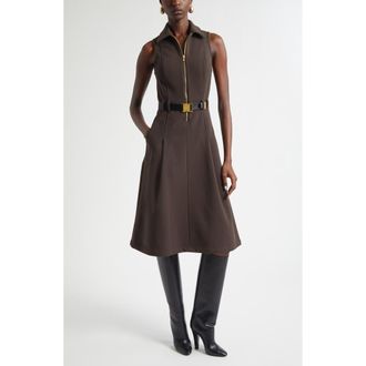L'agence Kylo Belted Sleeveless Shirtdress in Dark Brown at Nordstrom, Size 2