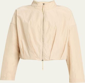 Lafayette 148 New York Pleated Technical Twill Crop Jacket