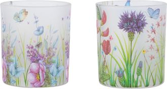 Melrose International Floral Butterfly Votive Candle Holder (Set of 6) - Green, Purple, Pink