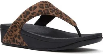 FitFlop Lulu Suede Leopard Toe-Post Sandals in Tan/black at Nordstrom, Size 11