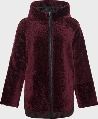 Gorski Reversible Shearling Lamb Zip Parka Jacket With Side Slits