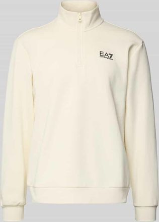 Emporio Armani Sweatshirt mit Stehkragen und Reißverschluss in Offwhite, Größe XXXL