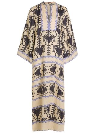 Johanna Ortiz Savannah Patterned Linen Maxi Tunic Dress - Beige - 6 (UK10 / S)