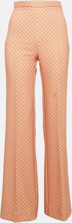Elisabetta Franchi Orange Printed Crepe High Rise Trousers