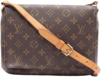 Louis Vuitton Pre-owned Monogram Canvas Crossbody Bag - Dames - Vintage Schoudertas - Bruin - ONE Size - Leer - Vintage