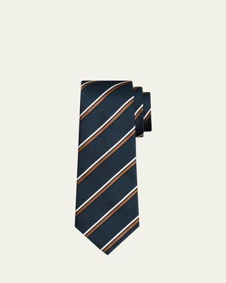 Kiton Mens Multi-Stripe Silk Tie