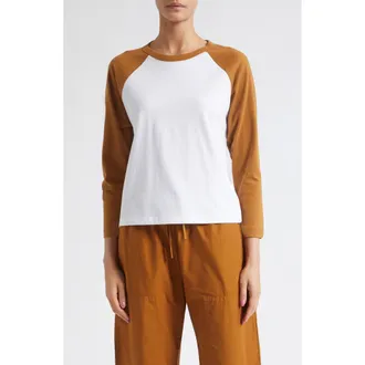 Leset Margo Baseball T-Shirt in White/copper at Nordstrom, Size X-Large