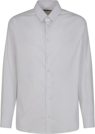 Giorgio Armani Slim-fit overhemd van katoenpoplin - Heren - Zakelijke Overhemden - Wit - XL - Katoen - Overhemden