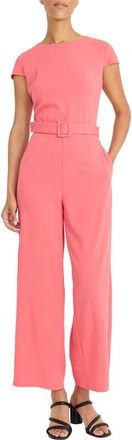 Maggy London Cap Sleeve Belted Jumpsuit in Desert Rose at Nordstrom Rack, Size 14