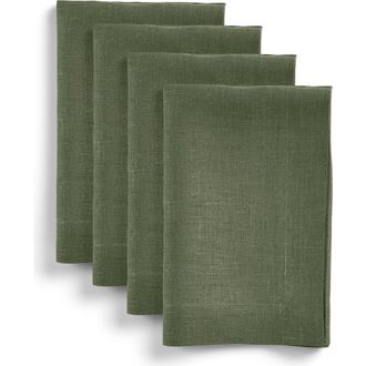 Solino Home Linen Dinner Napkins Set of 4, 20 x 20 Inch for Dining Table, Holiday and Everyday Table Decor - Diana in Desert Green at Nordstrom, Size