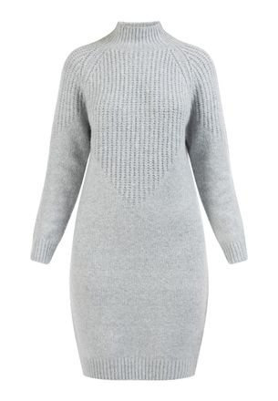 Usha Gebreide midi-jurk met lange mouwen lynnea Dames grijs