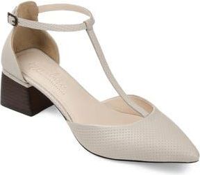 Journee Collection Cameela T-Strap Pointed Toe Pump in Bone Leather at Nordstrom Rack, Size 8.5