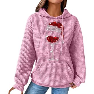 Generic christmas jumpers for men funny,Christmas Sweatshirts for Womens UK Waffle Knit Drawstring Hoodies Casual Y2k Xmas Jumpers Plus Size Clothes Santa Pul