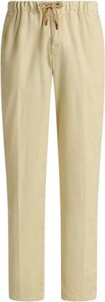 Kiton Linnen en Katoenmix Broek - Heren - Straight fit broeken - Geel - W35 - Katoen - Broeken
