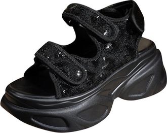 Generic Black Womens Wedge Sandals with Comfortable Fit, Lightweight Wedge Heel, Breathable Design for Spring and Summer