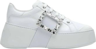 Roger Vivier Viv Run Strass Buckle Sneaker - Dames - Sneakers - Wit - 39 EU - Schoenen