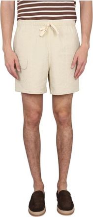 Howlin Textured Cotton Blend Cargo Shorts - Heren - Bermuda - Beige - XL - Katoen - Korte Broeken