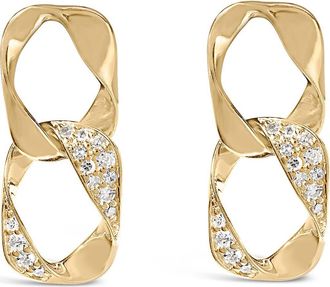 House of Brilliance 14K Yellow Gold Plated Silver Open Link 1/5 Cttw Diamond Drop Earrings at Nordstrom