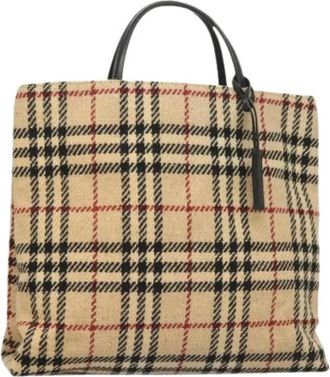 Burberry Pre-owned Tote Bags, female, Beige, Size: ONE SIZE Pre-owned Wool Tote Bag