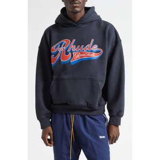 Rhude Pit Stop Hoodie in Vintage Black /Red /Blue at Nordstrom, Size X-Large