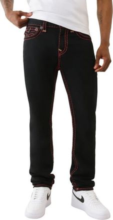 True Religion Rocco Stacked Super T Flap Relaxed Skinny Jeans in 2Sb Black Rinse at Nordstrom, Size 40