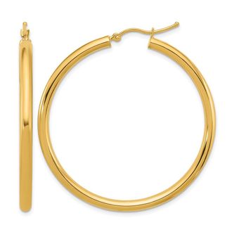 Diamond2Deal 14k Yellow Gold 3x45mm Round Hoop Earrings