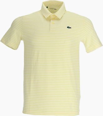 Lacoste Mens Crocodile Logo Collared Polo Shirt - White/Yellow - Size: 40