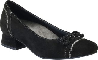 David Tate Womens David Tate Heritage Pump Black Suede Bow Slip On Block Heel HAWK2602