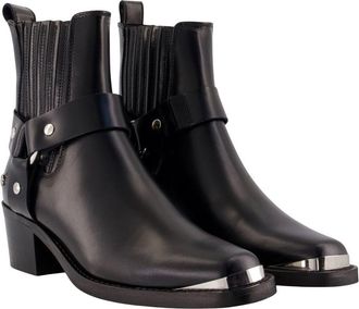 Anine Bing Womens Mid-Height Biker Ankle Boots Leather Black Calfskin Shoes Ankle-boots